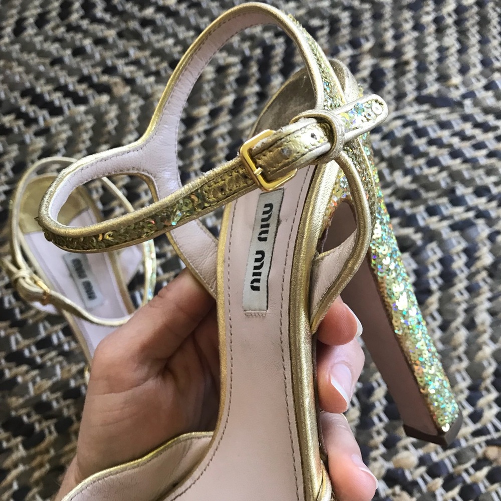 Miu Miu Sequin Platforms Size 38 Sparkle!!! - image 2